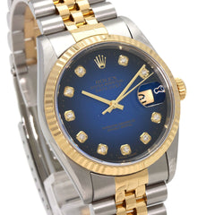 Rolex 16233G Datejust 10P Diamond Blue Gradient Watch Stainless Steel/SSxK18YG Men's ROLEX — Good