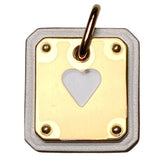 HERMES Hermes As de Coeur PM Heart Motif GP x Leather Pendant Top White Gold Color Women's — New - Store Return