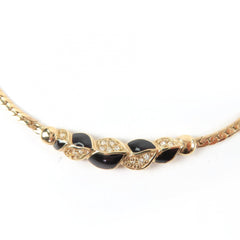 Christian Dior Vintage Rhinestone Necklace, Gold & Black, Women's Accessory — Like New