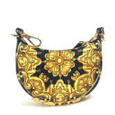 FENDI 7AS089 Nano Fendigraphy Fendace Versace Pouch Clutch Bag Handbag Nylon Leather Women's Yellow — Like New