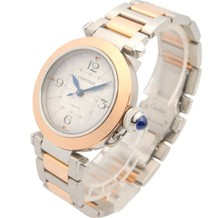 Cartier Pasha de watch, 18K pink gold (PG) stainless steel, boys' size, silver tone, W2PA0008 — Very Good