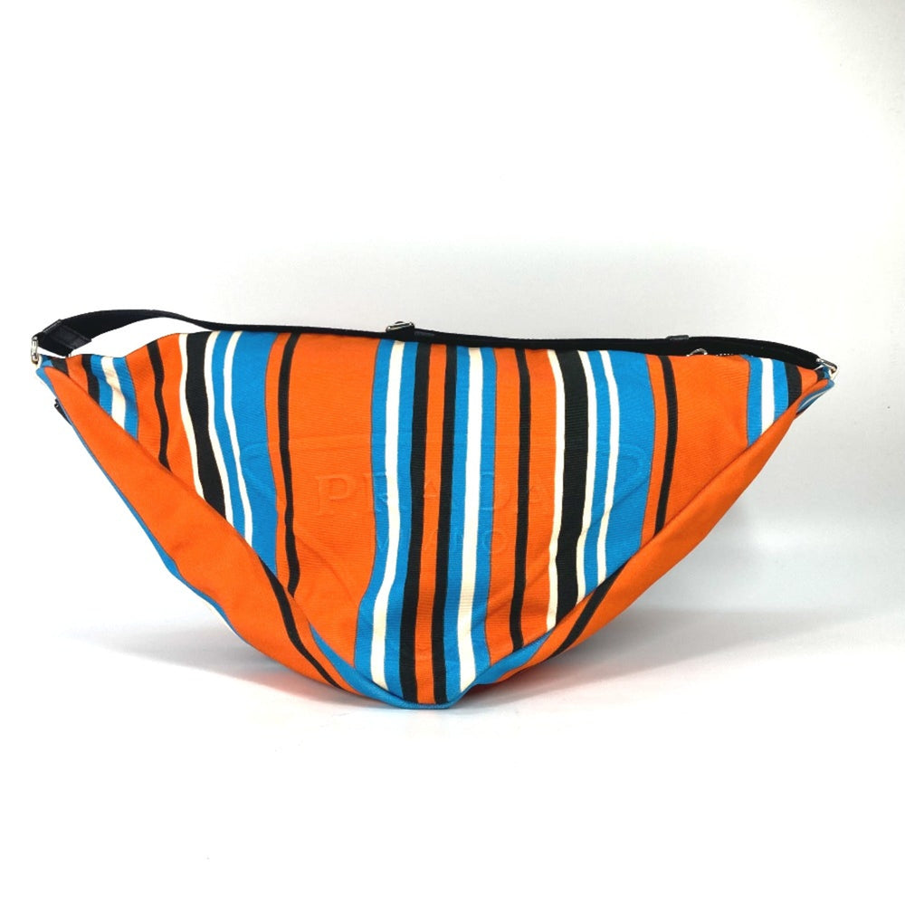PRADA 2VY007 stripe bag crossbody Shoulder Bag Orange Blue x Black — Like New