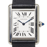 Cartier Tank Must LM WSTA0041 Quartz Watch, White Dial, Stainless Steel Strap, Leather Ladies' Watch — Good