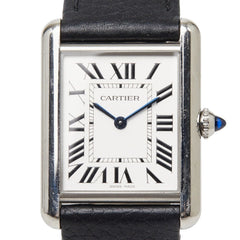 Cartier Tank Must LM WSTA0041 Quartz Watch, White Dial, Stainless Steel Strap, Leather Ladies' Watch — Good