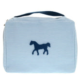Hermes Like new Hermès Cabriole To-Go MM cotton pouch in white and blue. 1009 — Like New