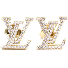 Louis Vuitton Earrings - LV Iconic Strass M00609 Gold Rhinestone Women's LOUIS VUITTON T5823 — Like New