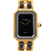 Chanel CHANEL Première S Watch, Gold Plated (GP), Leather Strap, Women's, Black, H0001 — Very Good