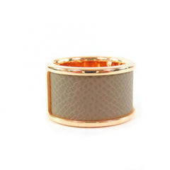 HERMES Olympe GM Etoupe Pink Gold Madame Veau H Design Ring, Size XS, with Box and Dust Bag, Made in France — Like New