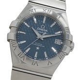 OMEGA Constellation 123.10.35.20.002 Men's Co-Axial Date Automatic Watch in Stainless Steel with Silver and Blue Back, Polished — Good