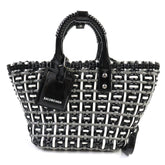 BALENCIAGA 671342 Bistro Basket Bag, XS, Enamel, 2-Way Handbag/Shoulder Black, Gray, White, Includes Dust Made in Italy, Women's — Like New