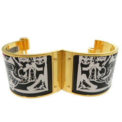 Unused Hermes GM enamel bangle bracelet Charnier gold 1874HERMES — New - Store Return