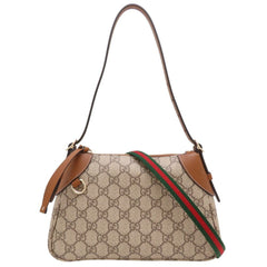 GUCCI GG Emblem Small 815218 Shoulder Bag Supreme x Leather Beige Brown Women's 353420 — Like New