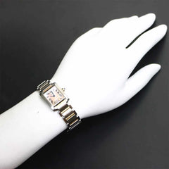 Cartier Tank Francaise SM Two-Tone W51027Q4 Women's Watch Pink Shell 18KPG Gold Quartz — Very Good