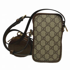 Gucci shoulder bag, Interlocking G design, GG Supreme x leather, 700959 — Like New