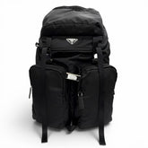 PRADA 2VZ019 Triangle Logo Re-Nylon Leather Backpack Daypack Black Made in Italy Men's with Dust Bag — Like New