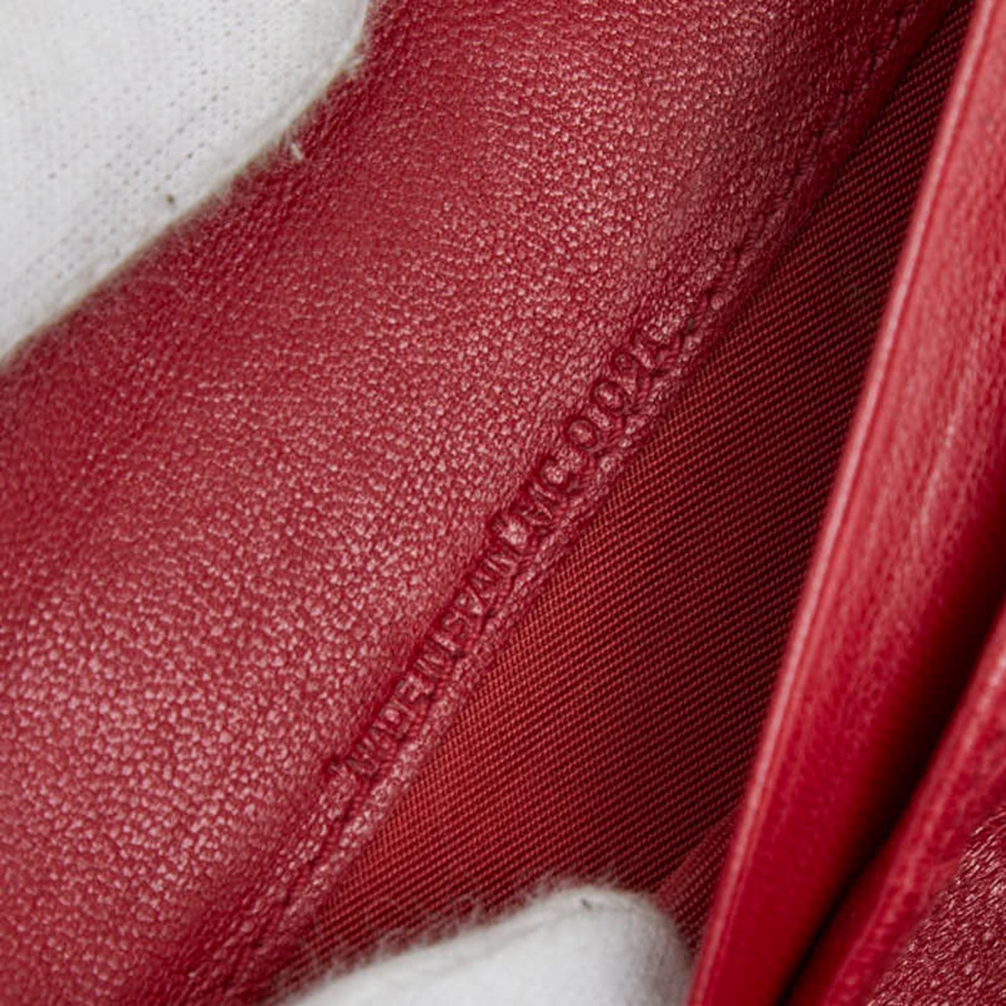 Christian Dior Dior Cannage Stitch Long Wallet Red Nylon Leather Women's