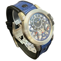 Harry Winston Ocean Project Z10, Limited Edition of 300 Pieces Worldwide, Total Weight 99.8g, Genuine Leather Strap, Automatic Movement, Silver Dial, OCEABI42ZZ001 — Very Good