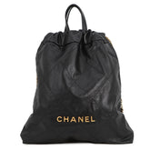 Chanel Backpack, 22 Large, Shiny Calf Leather AS3313, CHANEL Handbag, Black, Women's — Like New