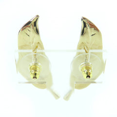 CHANEL I25A Coco Mark Leaf Design Rhinestone Earrings, Gold, Made in Italy, Women's — Like New