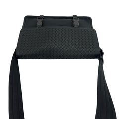 BOTTEGA VENETA Intrecciato Leather Nylon Shoulder Bag Business Black o6064 — Like New