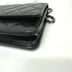 CHANEL AP0250 Matelasse Coco Mark Classic Chain Wallet Shoulder Bag Caviar Skin Women's Black — New - Store Return