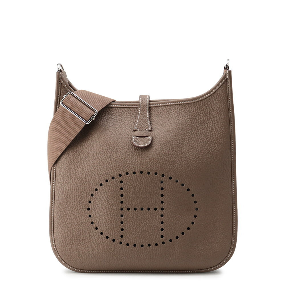 Hermes Evelyne 3 PM Shoulder Bag, Etoupe, Taurillon Clemence Leather, W Stamp, HERMES Evelyne, Handbag, Women's — Like New