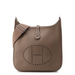 Hermes Evelyne 3 PM Shoulder Bag, Etoupe, Taurillon Clemence Leather, W Stamp, HERMES Evelyne, Handbag, Women's — Like New