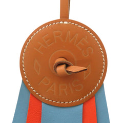 Unused Hermes Paddock Flott Accessory Bag Charm 064271CABE Strap Leather Blue Atoll Brown Orange 0258HERMES — New - Store Return
