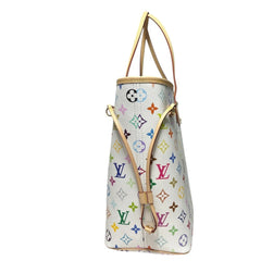LOUIS VUITTON M27787 LV × TM Takashi Murakami Collaboration Neverfull MM Handbag with Pouch, Tote Bag, Monogram Multicolor Canvas, Women's, Blanc White — New