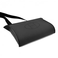 Hermes shoulder bag for men and women, Videpoche body bag, HERMES K stamp, leather, black, silver hardware, 2025 model — Like New