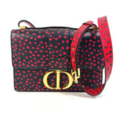 Christian CHRISTIAN DIOR heart Logo Crossbody Shoulder Bag Black Red — Like New