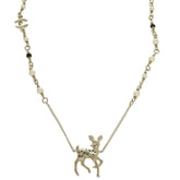 Like new Chanel deer motif GP rhinestone gold necklace 1815CHANEL — Like New