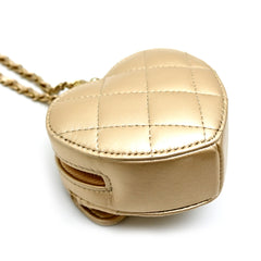 Chanel Matelasse Coco Mark Mini Heart Chain Shoulder Bag with Gold Hardware, Women's Coin Case, AP2783, Lambskin — New - Store Return