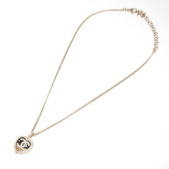 CHANEL C23B Coco Mark Heart Rhinestone Necklace Gold WS25122 — Like New