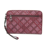 Bottega Veneta Intrecciato 493190 Men,Women Leather Clutch Bag Wine — Like New