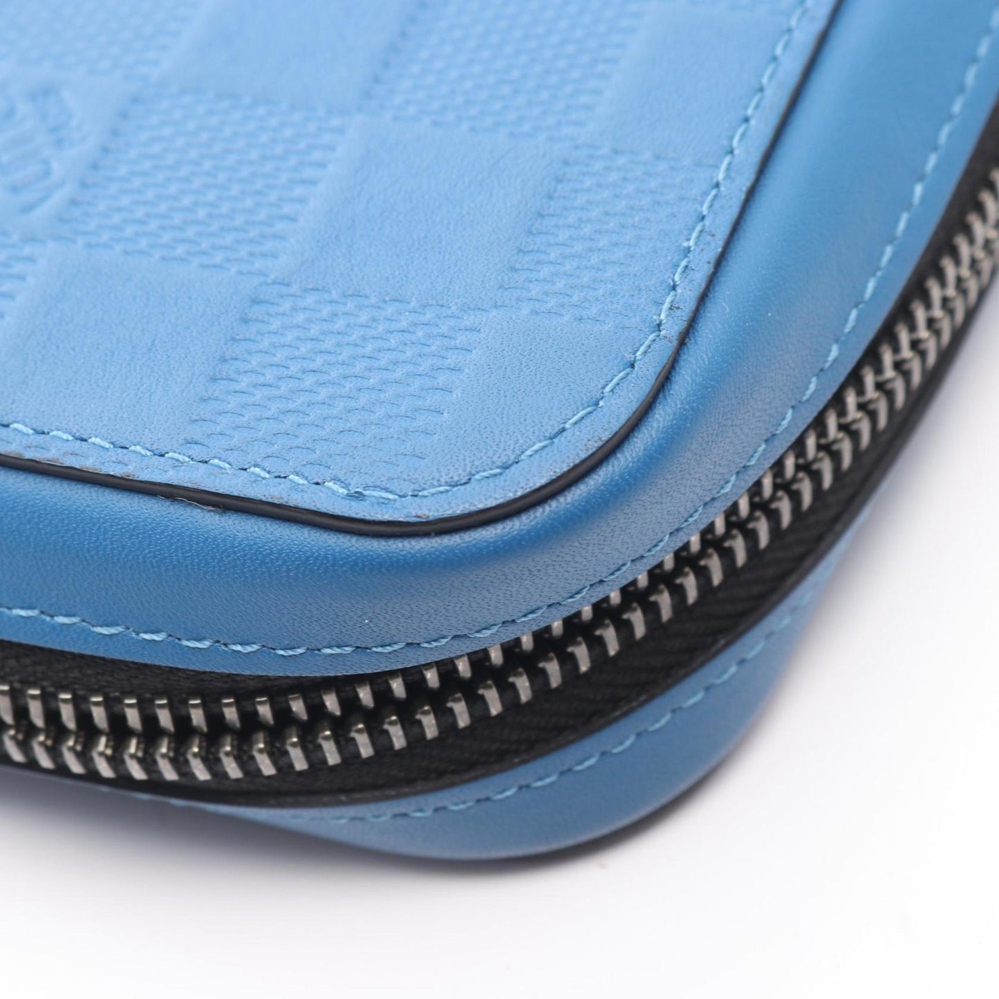 Louis Vuitton Zippy XL Damier Infini Round Long Wallet, Leather, Men's, Blue, N60079