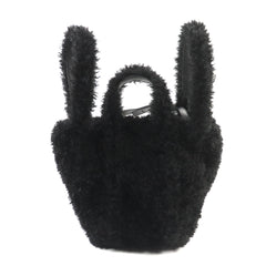 BALENCIAGA Everyday 2.0 XS (672793) Logo Embroidered F-Fur Shoulder Tote Bag, Black, Includes Dust Made in Italy — Like New