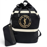 Yves Saint Laurent SAINT LAURENT PARIS 734682 Canvas Leather Rive Gauche Sling Bag with Pouch, One-Shoulder Bag, Black, Made in Italy, Men's, Dust — Like New
