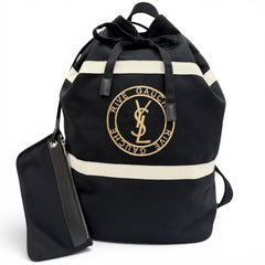 Yves Saint Laurent SAINT LAURENT PARIS 734682 Canvas Leather Rive Gauche Sling Bag with Pouch, One-Shoulder Bag, Black, Made in Italy, Men's, Dust — Like New