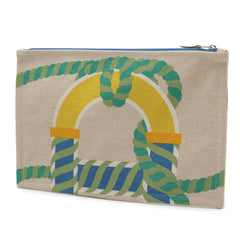 HERMES Canoe H Yachting GM Flat Pouch Handbag Clutch Bag Cotton Vitamin Multicolor — Like New