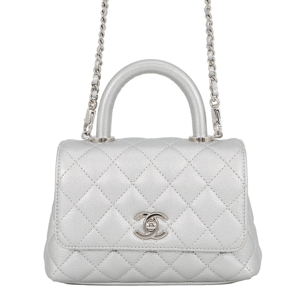 Chanel handbag, Coco Mark, Matelassé, Handle, XXS, Caviar Skin, AS2215, CHANEL 2-way women's — Like New