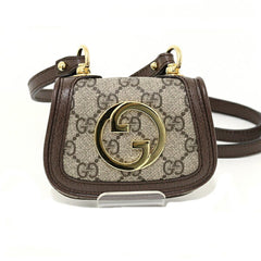 GUCCI Blondie Card Case Wallet GG Supreme Canvas Shoulder Bag 698635 Beige/Ebony — Like New