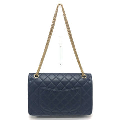 CHANEL Chanel Matelasse Double Flap 2.55 Bag Shoulder Crossbody Leather Women's Navy — Like New