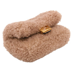 FENDI Nano Baguette Fur Charm Mini Shoulder Bag 7AR844 Pink Beige Women's — Like New