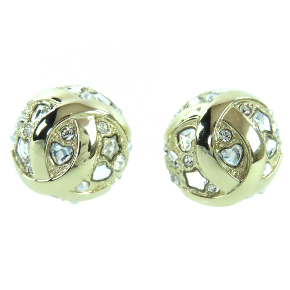 CHANEL B25P ABF219 Metal Strass Star & Heart Motif Ball Earrings (Pair) Gold, with Box, Women's — Like New