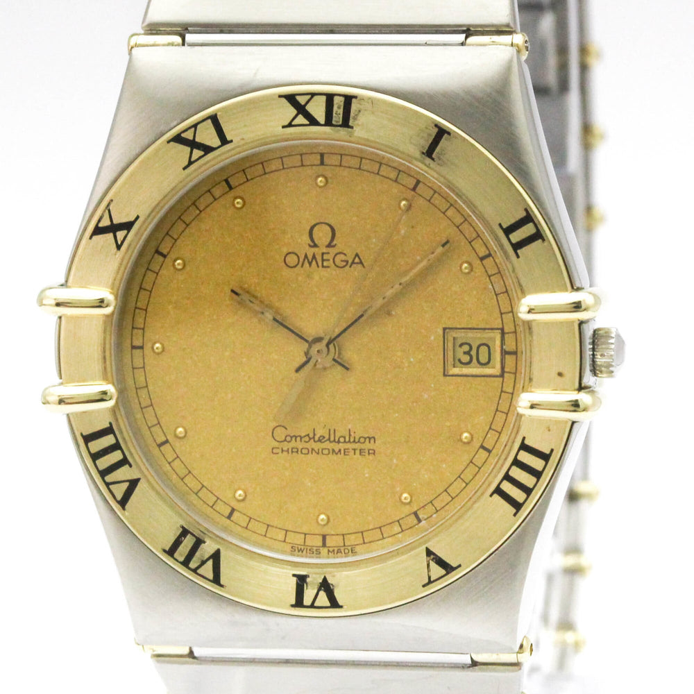 OMEGA Constellation 18K Gold Steel Quartz Mens Watch 398.0866 Polished — Very Good
