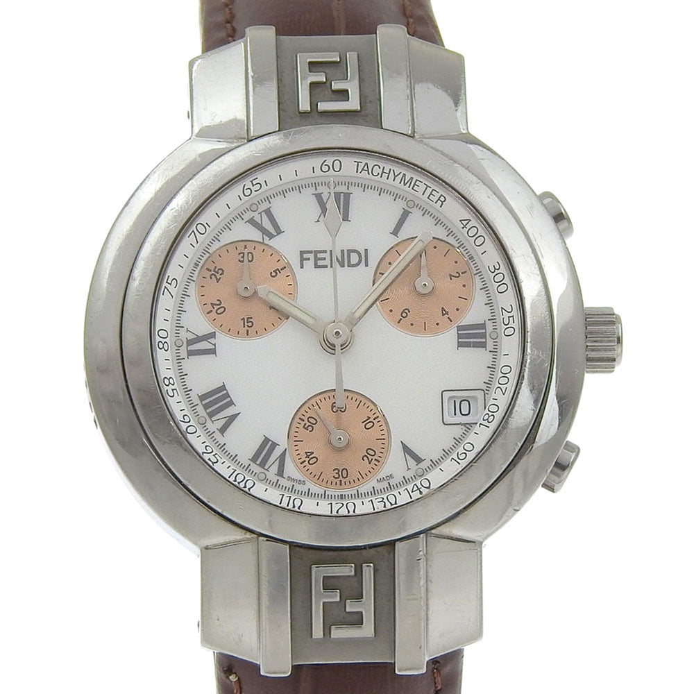 Fendi Olologi 4500L Stainless Steel x Leather White Quartz Analog Watch for Women — Good