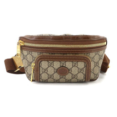 Gucci Interlocking G Belt Bag, Waist Handbag, Pouch, GG Supreme Leather, Beige/Brown, 682933, Gold Hardware — Like New