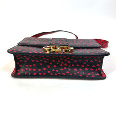 Christian CHRISTIAN DIOR heart Logo Crossbody Shoulder Bag Black Red — Like New
