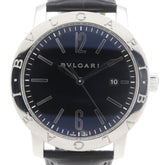 Bvlgari Watch BB41BSLD Stainless Steel and Leather Automatic Analog Display Black Dial Men's — Very Good